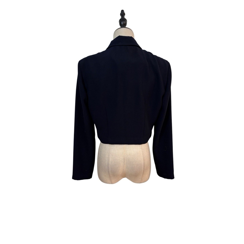 Vtg 90s Cropped Jacket Blazer Open Color Block Dani Max Minimalist - Picture 5 of 8